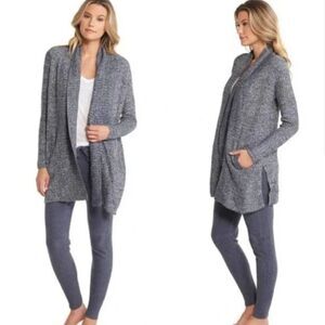 Barefoot Dreams Circle Cardigan Cozy Chic Lite Knit Open Front Gray Size Medium